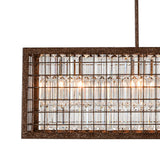 Lustre Cristal Moderne Campagne Chic Rectangulaire Suspension Cuisine pour Salle à Manger