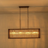Lustre Cristal Moderne Campagne Chic Rectangulaire Suspension Cuisine pour Salle à Manger