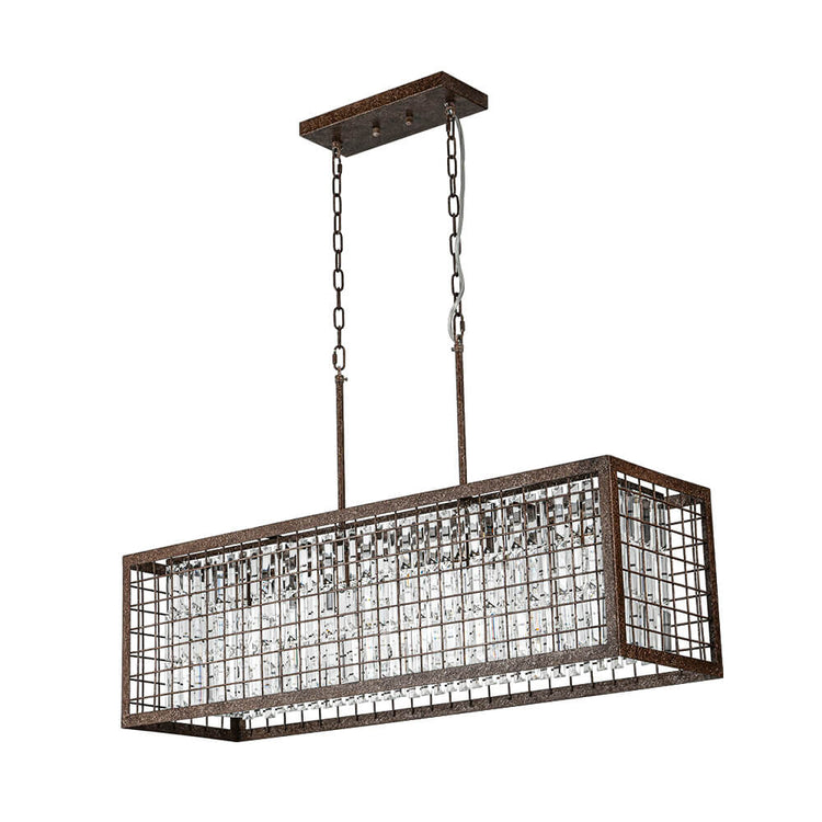 Lustre Cristal Moderne Campagne Chic Rectangulaire Suspension Cuisine pour Salle à Manger