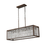 Lustre Cristal Moderne Campagne Chic Rectangulaire Suspension Cuisine pour Salle à Manger