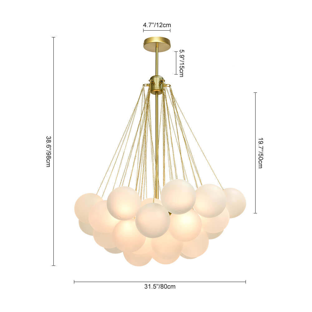 Lustre Boule Verre Suspendu Moderne Grappe Luminaire pour Salon