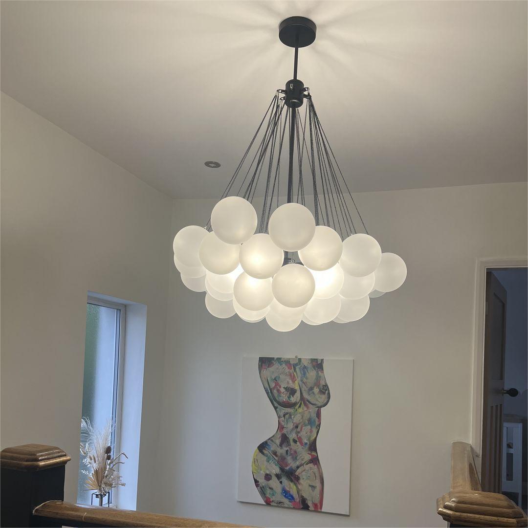 Lustre Boule Verre Suspendu Moderne Grappe Luminaire pour Salon