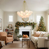 Lustre Boule Verre Suspendu Moderne Grappe Luminaire pour Salon