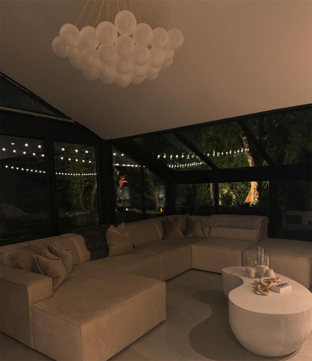 Lustre Boule Verre Suspendu Moderne Grappe Luminaire pour Salon