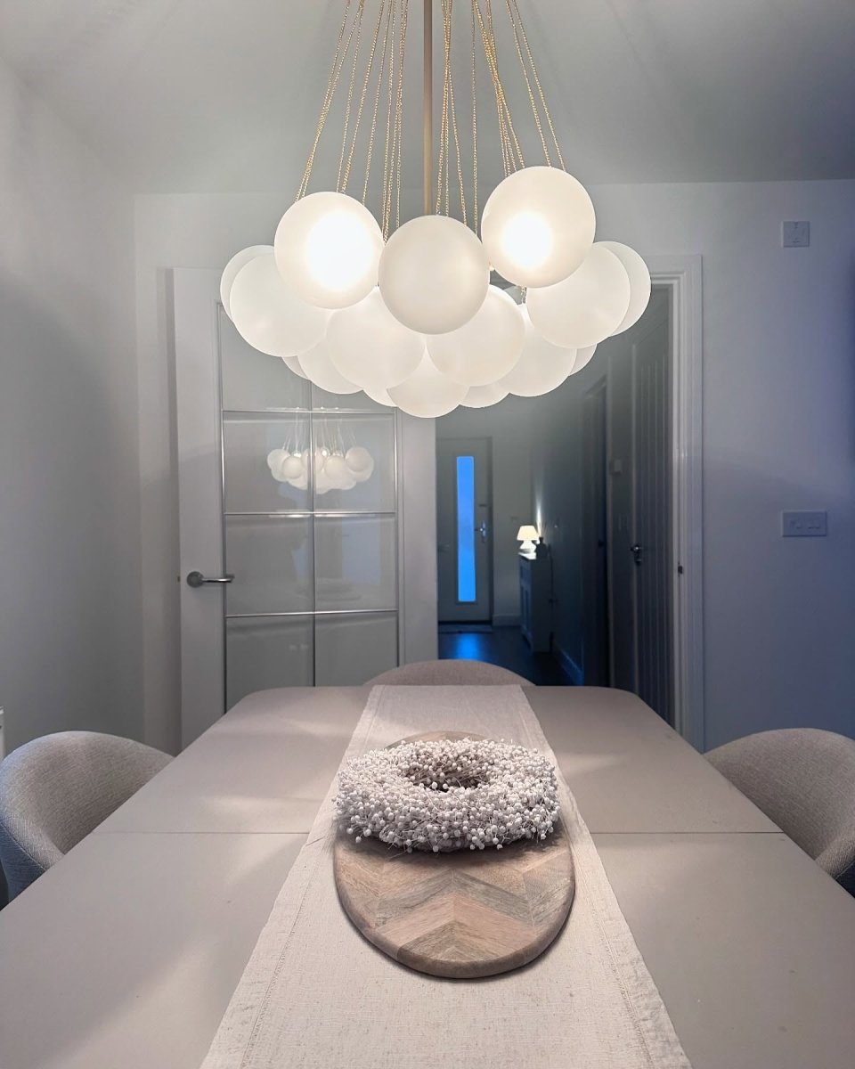 Lustre Boule Verre Suspendu Moderne Grappe Luminaire pour Salon