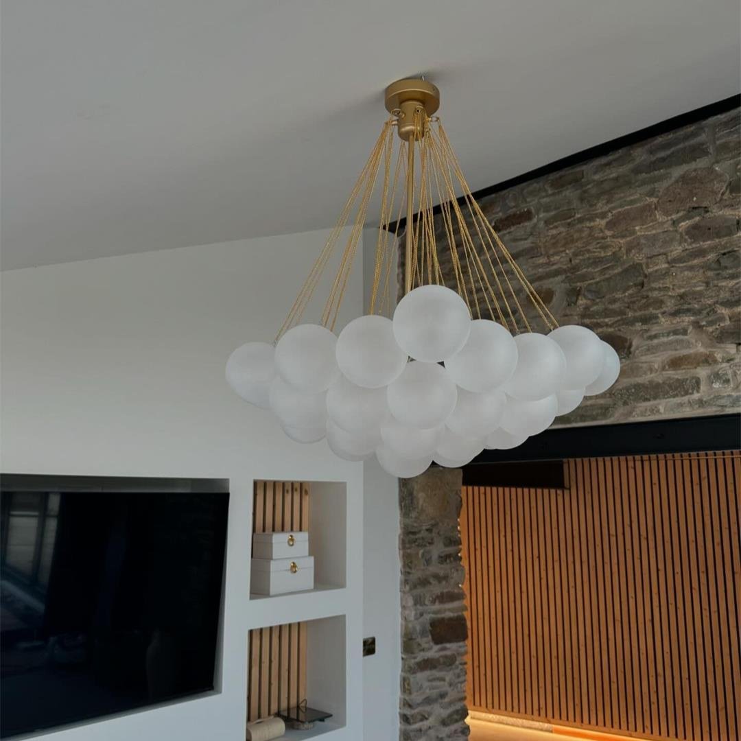 Lustre Boule Verre Suspendu Moderne Grappe Luminaire pour Salon