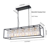 Lustre Cristal Moderne Rectangulaire Cuisine Suspension Cuisine pour Salle à Manger