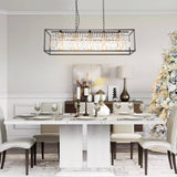 Lustre Cristal Moderne Rectangulaire Cuisine Suspension Cuisine pour Salle à Manger