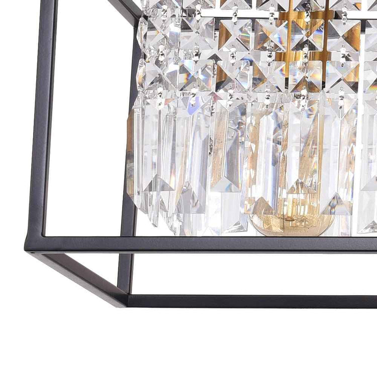 Lustre Cristal Moderne Rectangulaire Cuisine Suspension Cuisine pour Salle à Manger