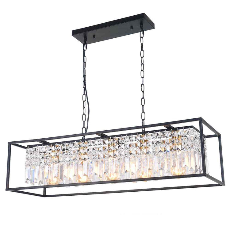 Lustre Cristal Moderne Rectangulaire Cuisine Suspension Cuisine pour Salle à Manger