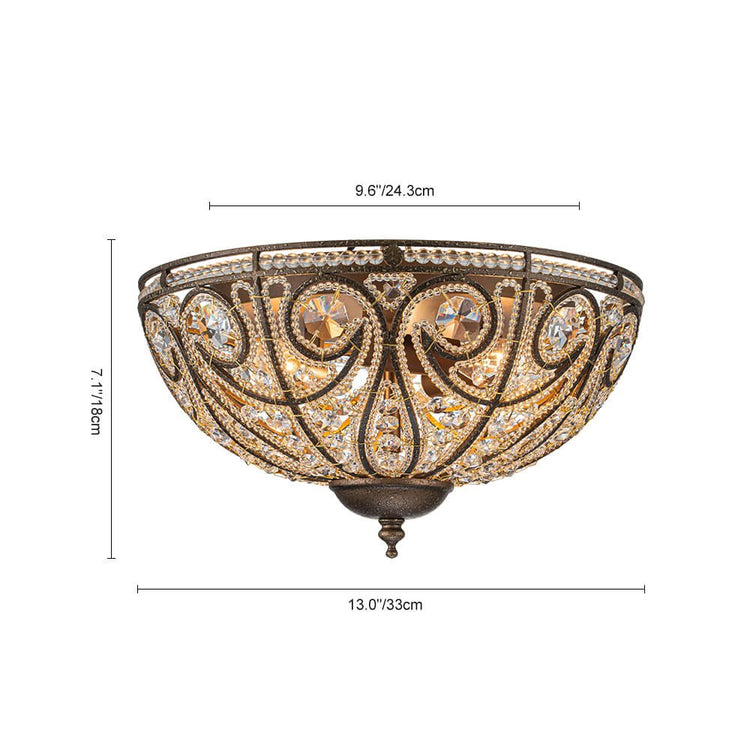 Plafonnier Verre Cristal Roman Moderne 3 Lumières pour Salon