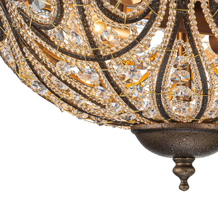Plafonnier Verre Cristal Roman Moderne 3 Lumières pour Salon