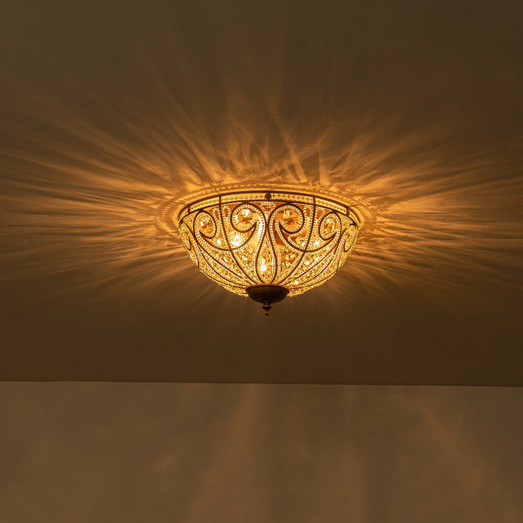 Plafonnier Verre Cristal Roman Moderne 3 Lumières pour Salon