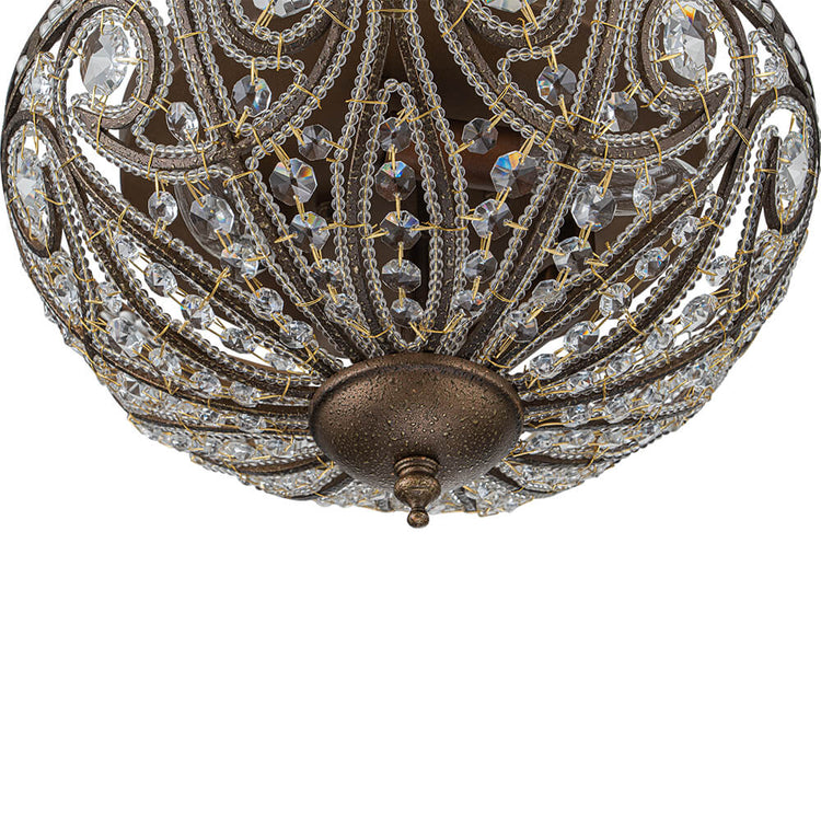 Plafonnier Verre Cristal Roman Moderne 3 Lumières pour Salon