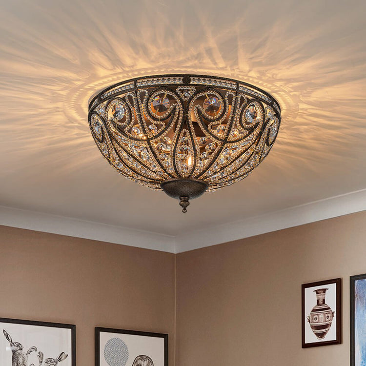 Plafonnier Verre Cristal Roman Moderne 3 Lumières pour Salon