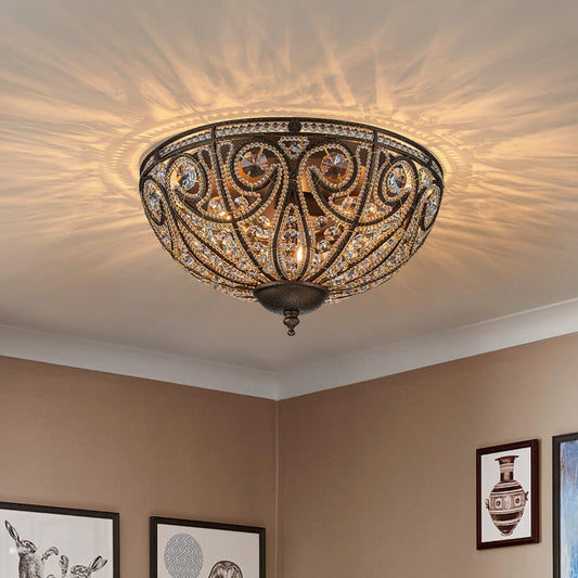 Plafonnier Verre Cristal Roman Moderne 3 Lumières pour Salon