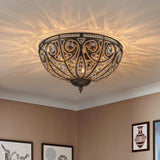 Plafonnier Verre Cristal Roman Moderne 3 Lumières pour Salon