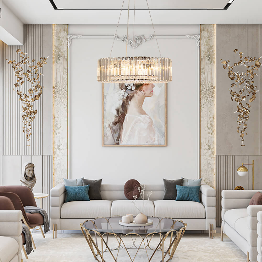 Lustre Cristal Moderne Rond pour Salon