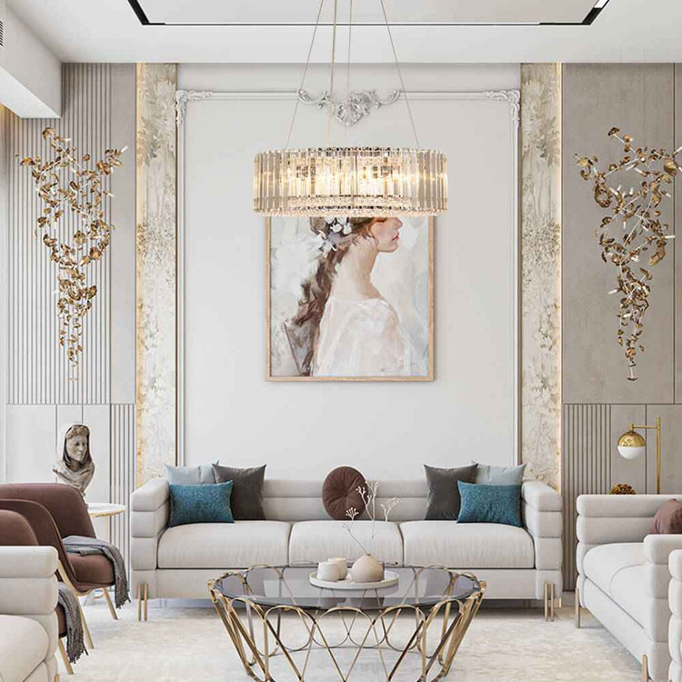Lustre Cristal Moderne Rond pour Salon