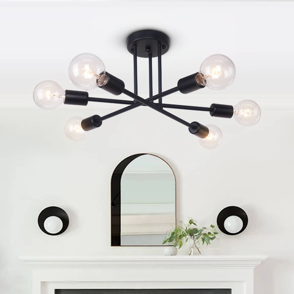 Plafonnier Moderne Six Luminaires Sputnik Sphère Semi-Encastré Luminaire