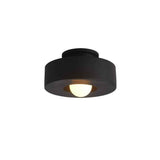 Plafonnier cylindrique noir à abat-jour en céramique, ouverture circulaire lumineuse