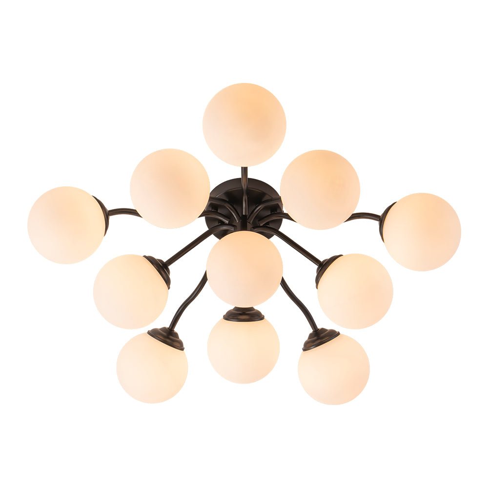 Lustre Boule Verre Opale Sputnik Semi-Encastré pour Salon