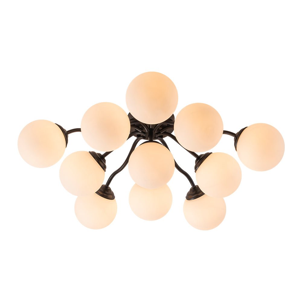 Lustre Boule Verre Opale Sputnik Semi-Encastré pour Salon