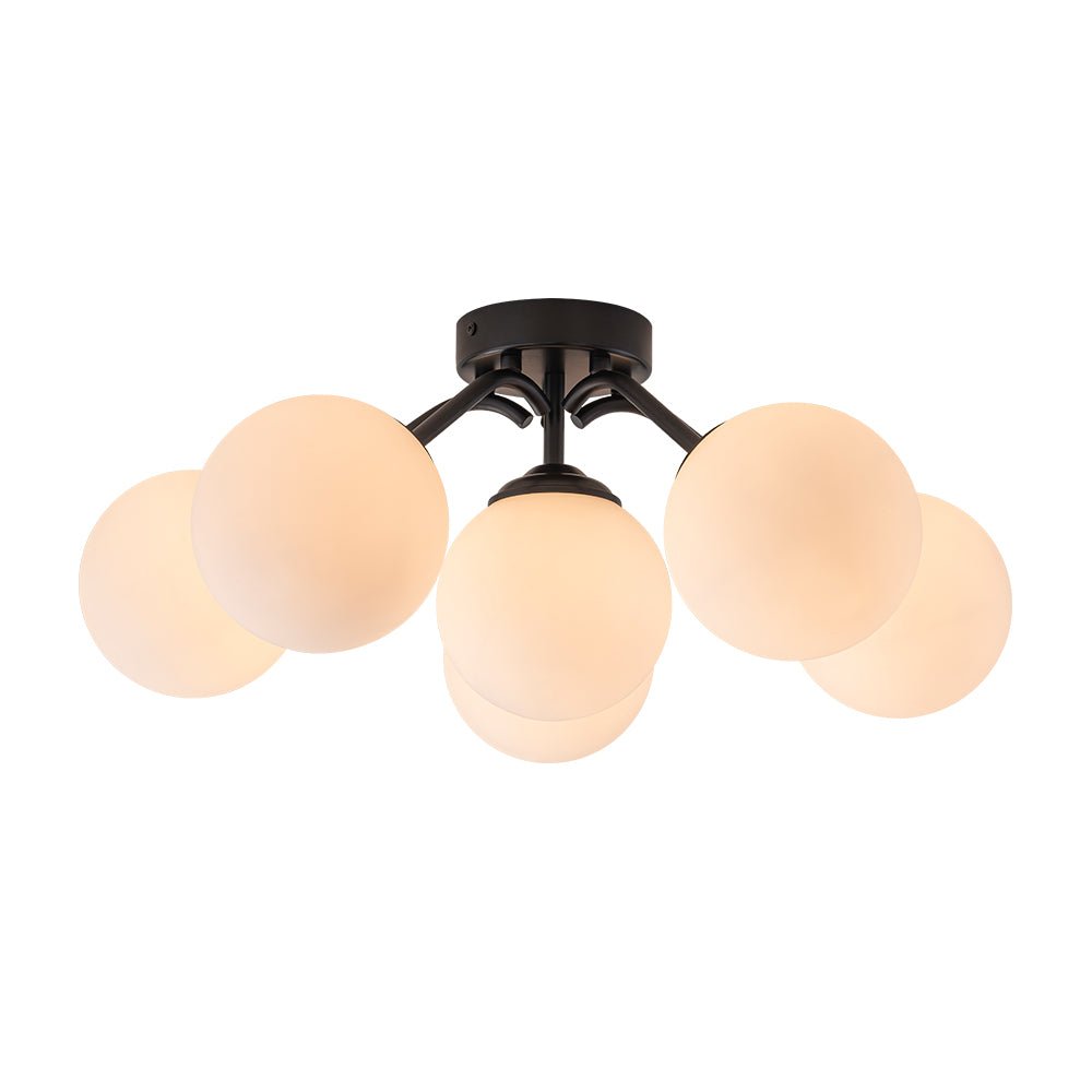 Lustre Boule Verre Opale Sputnik Semi-Encastré pour Salon