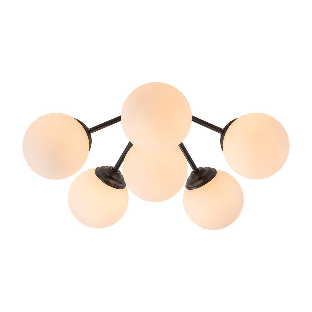 Lustre Boule Verre Opale Sputnik Semi-Encastré pour Salon