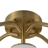 Lustre semi-encastré rosace dorée et bras métalliques, boules en verre opale