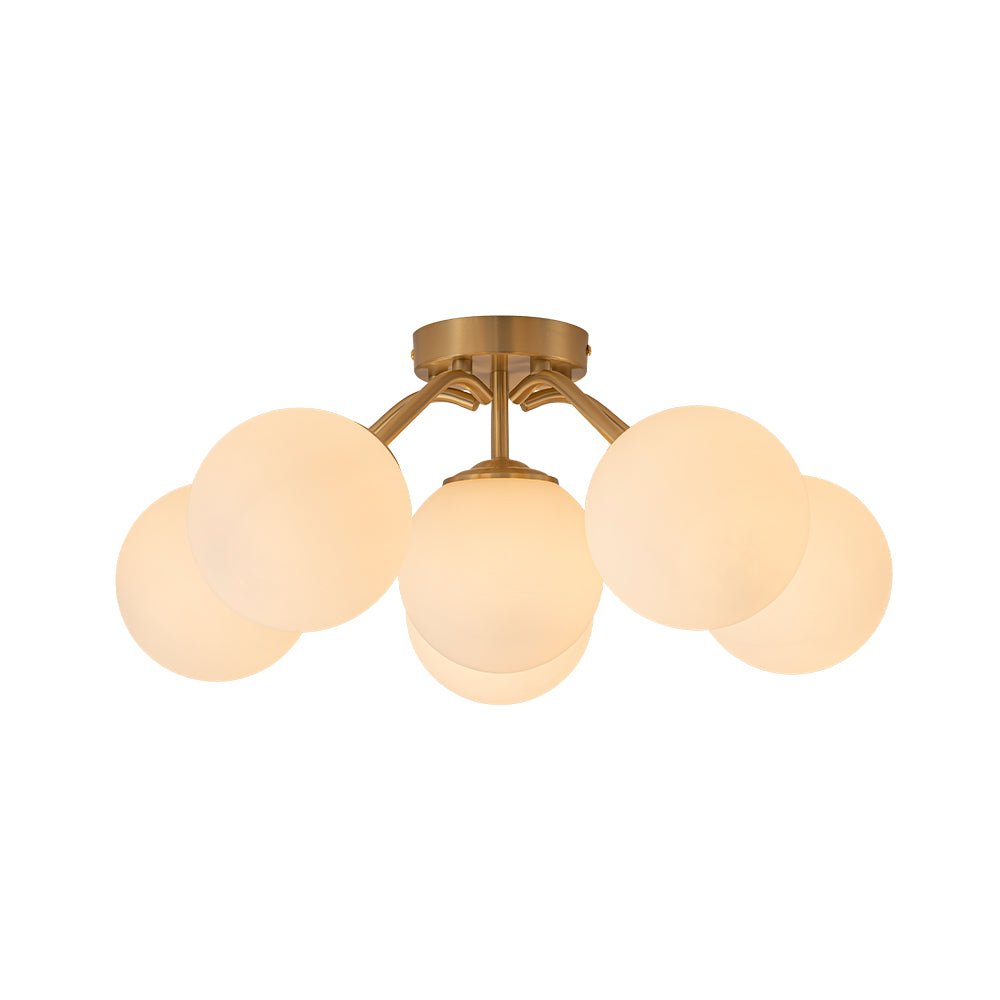 Lustre Boule Verre Opale Sputnik Semi-Encastré pour Salon