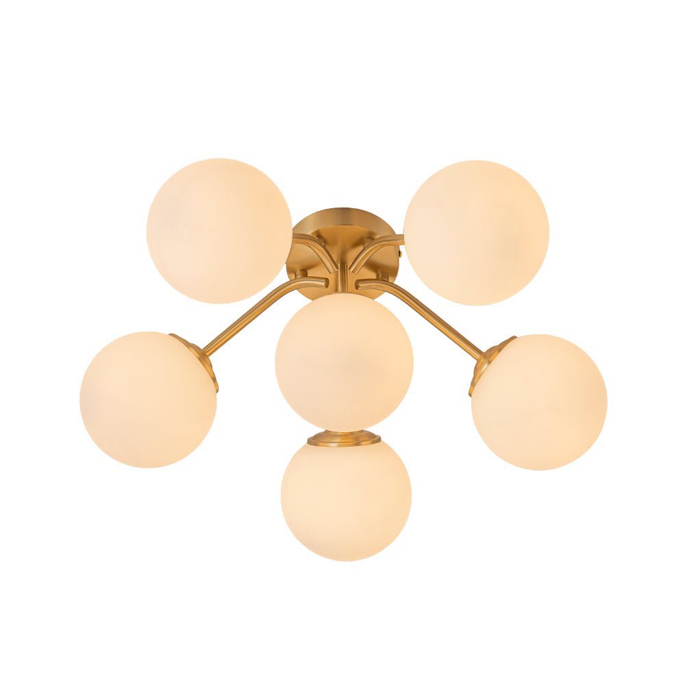 Lustre Boule Verre Opale Sputnik Semi-Encastré pour Salon