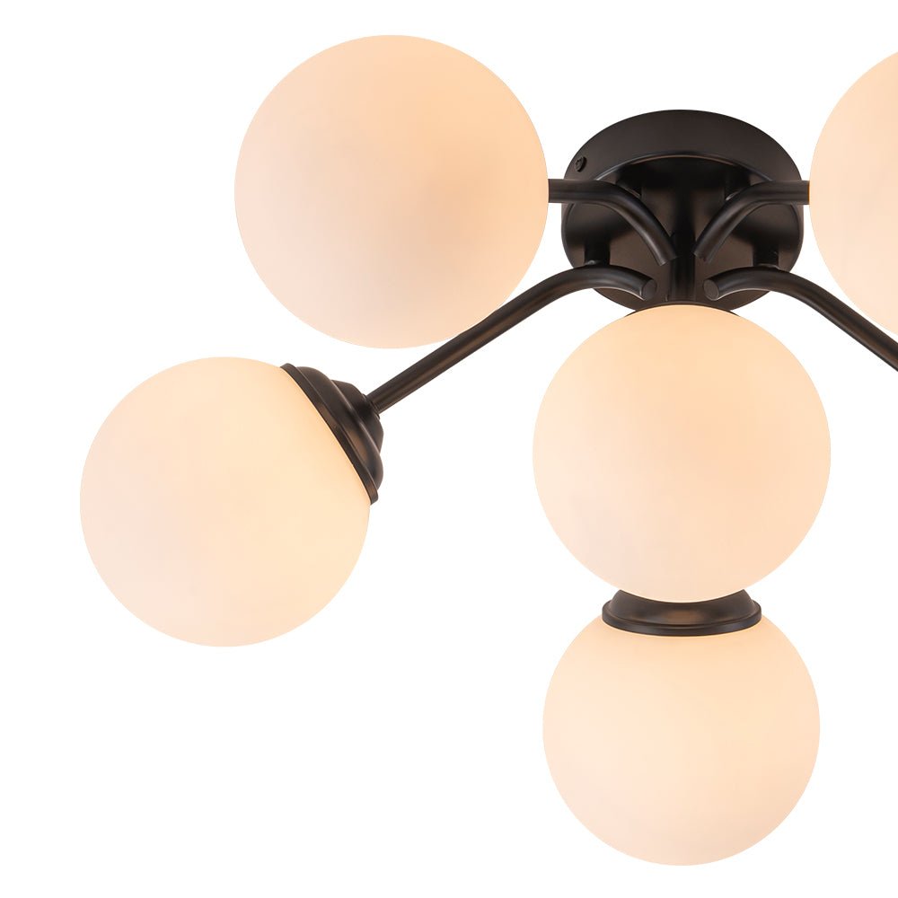 Lustre Boule Verre Opale Sputnik Semi-Encastré pour Salon