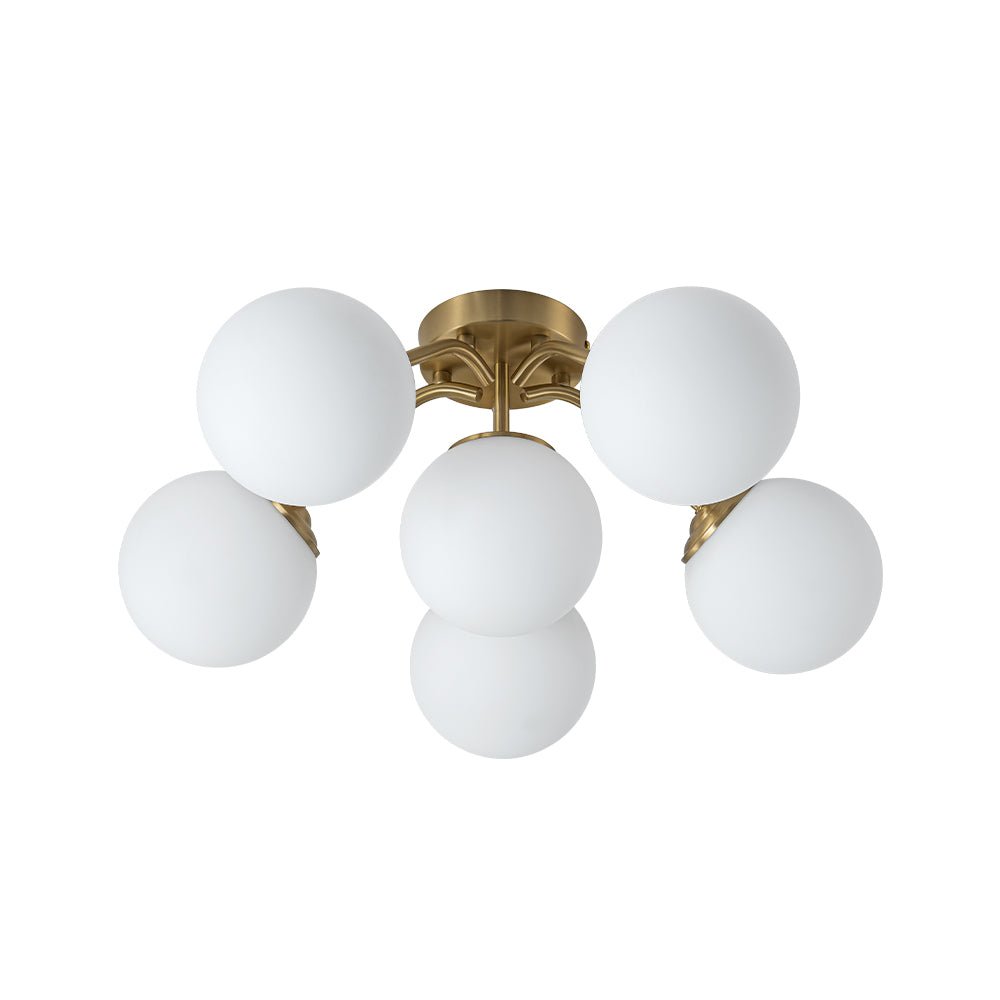Lustre Boule Verre Opale Sputnik Semi-Encastré pour Salon
