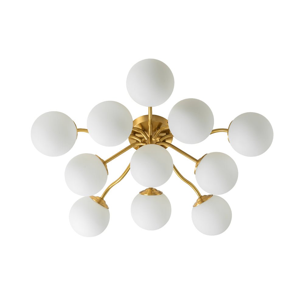 Lustre Boule Verre Opale Sputnik Semi-Encastré pour Salon