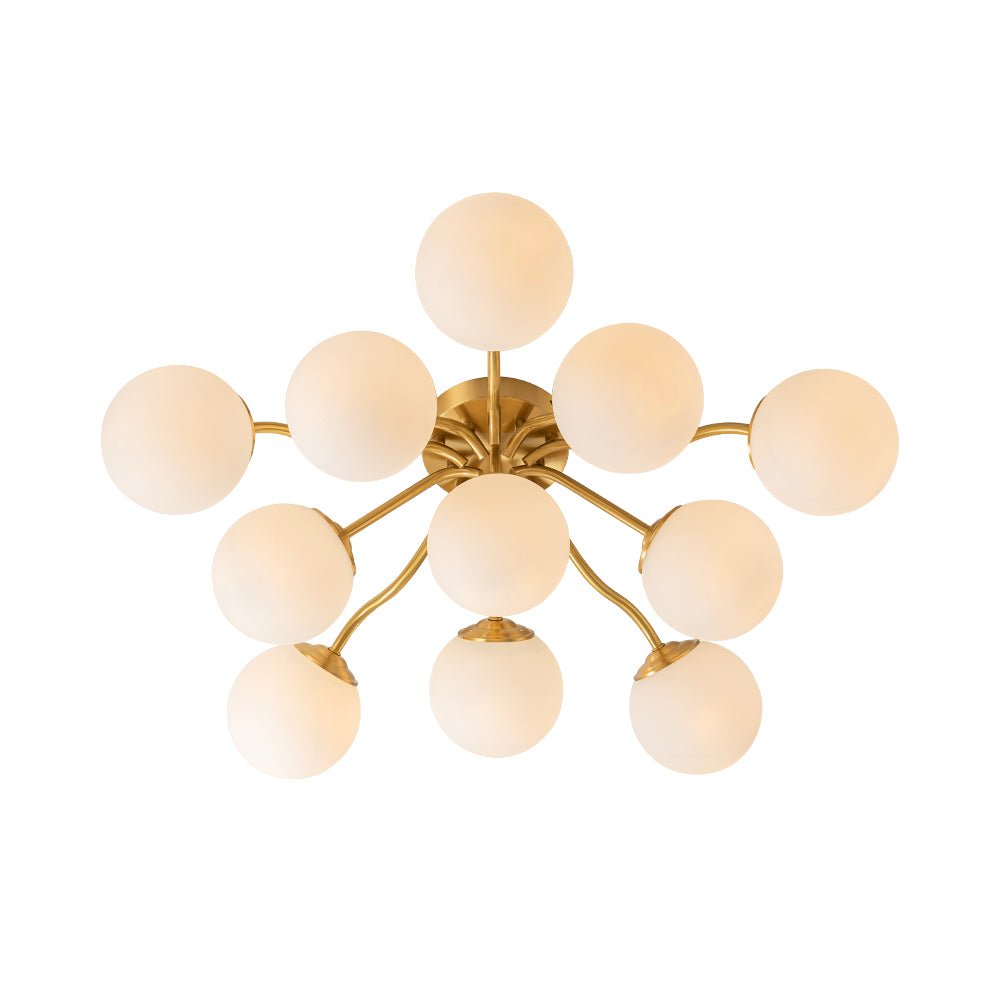 Lustre Boule Verre Opale Sputnik Semi-Encastré pour Salon