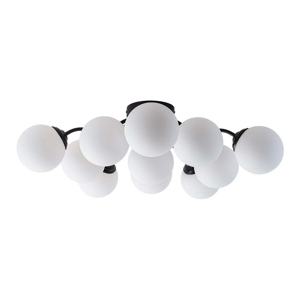 Lustre Boule Verre Opale Sputnik Semi-Encastré pour Salon