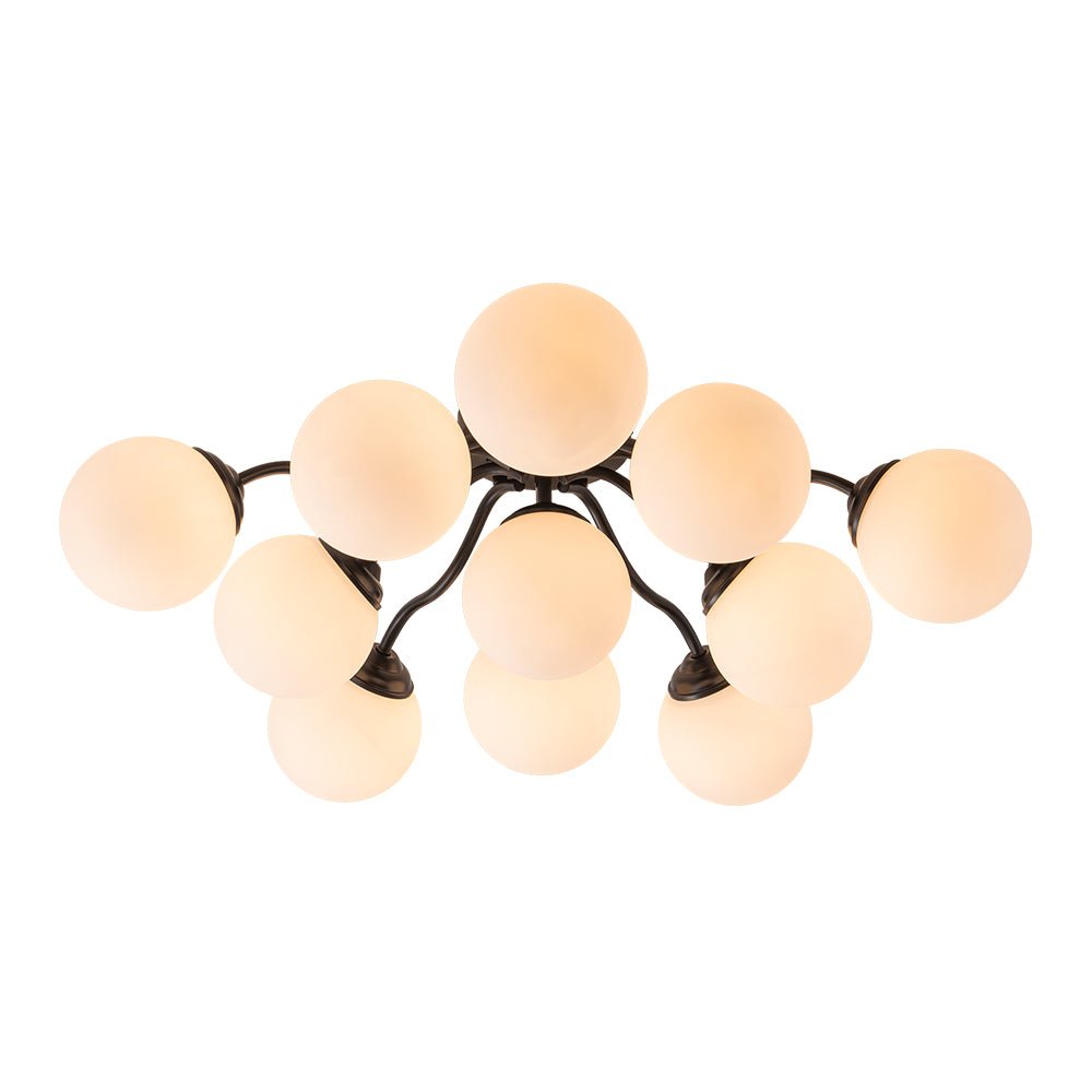 Lustre Boule Verre Opale Sputnik Semi-Encastré pour Salon