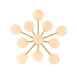 Lustre sputnik semi-encastré en verre opale, structure laiton avec tiges et globes ronds