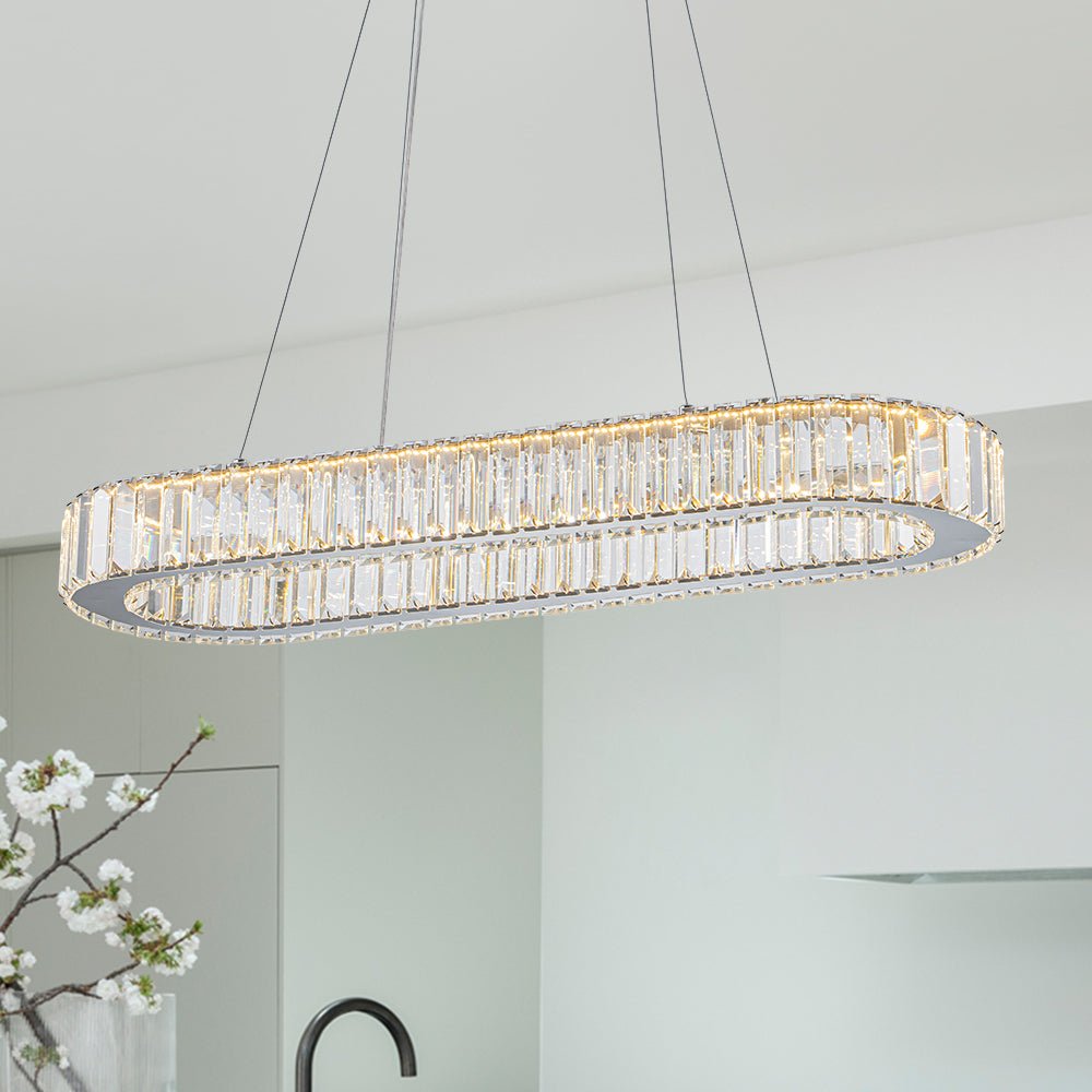 Lustre Salon Ovale en Cristal