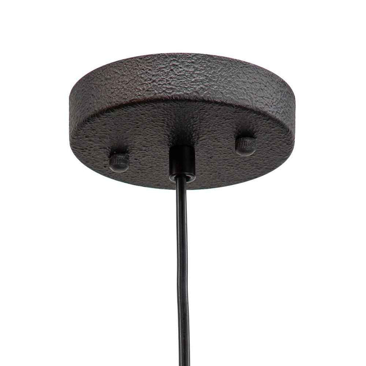 Rosace supérieure noire texturée et tige centrale noire pour suspension dôme.