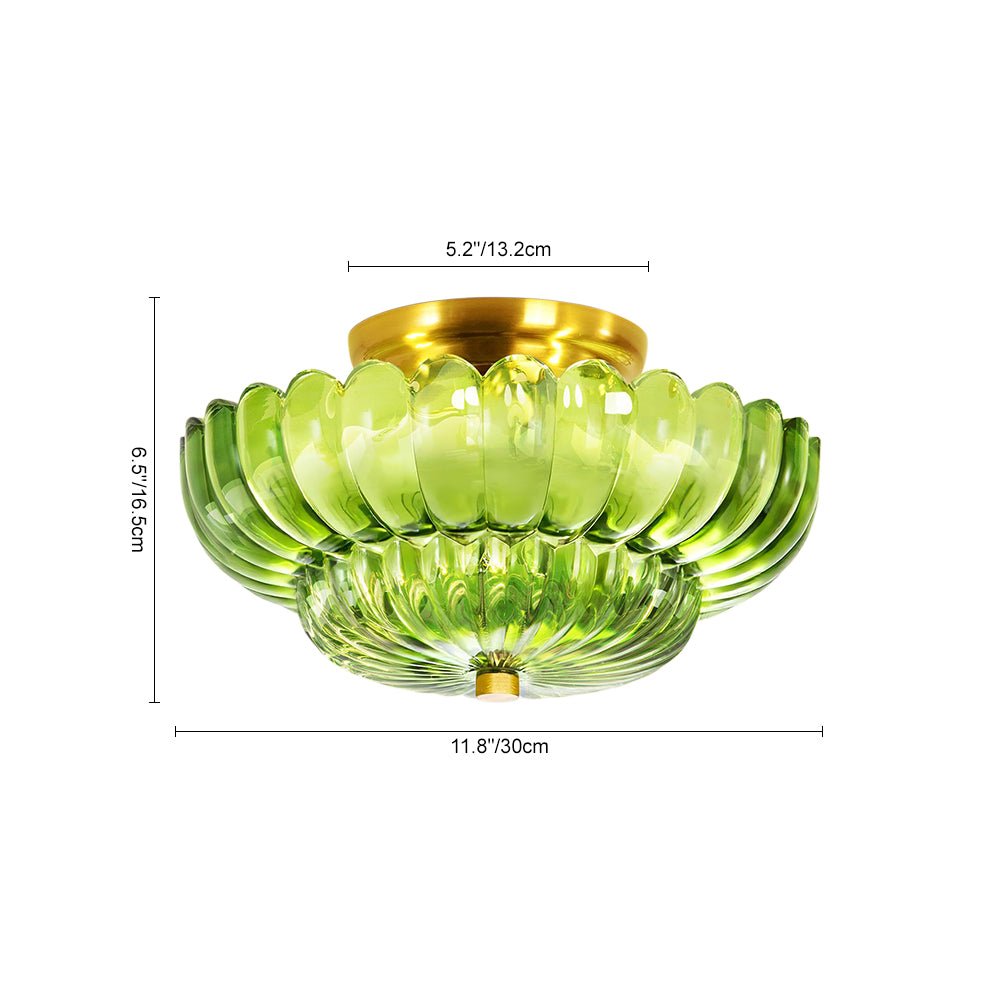 Plafonnier Verre Festonné Semi-Encastré pour Cuisine