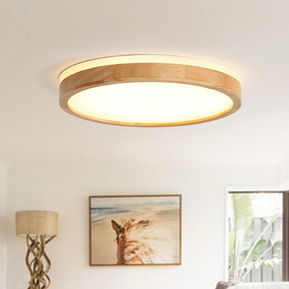 Plafonnier LED Bois Dimmable Scandinave pour Cuisine