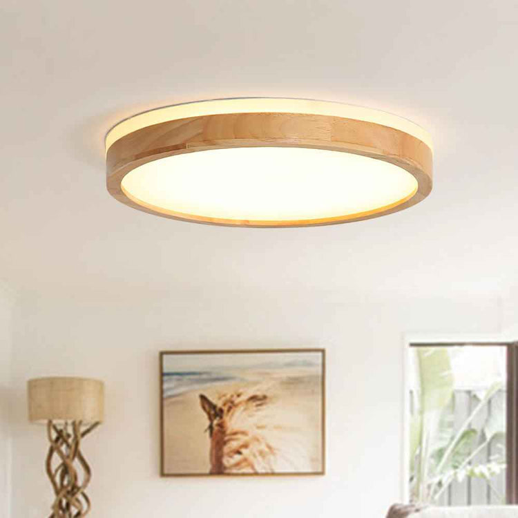 Plafonnier LED Bois Dimmable Scandinave pour Cuisine