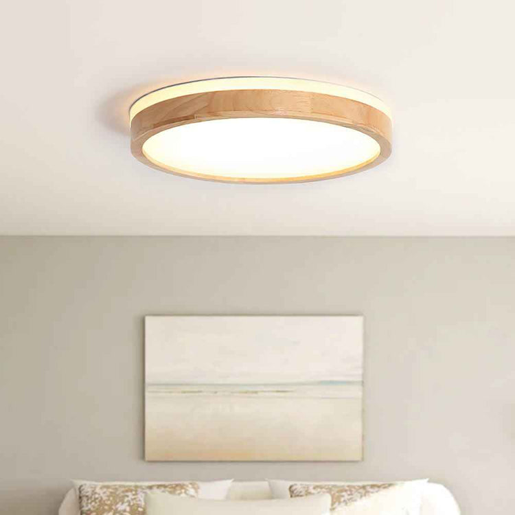 Plafonnier LED Bois Dimmable Scandinave pour Cuisine
