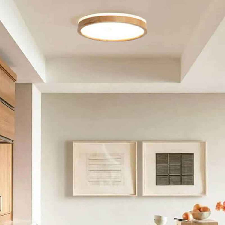 Plafonnier LED Bois Dimmable Scandinave pour Cuisine