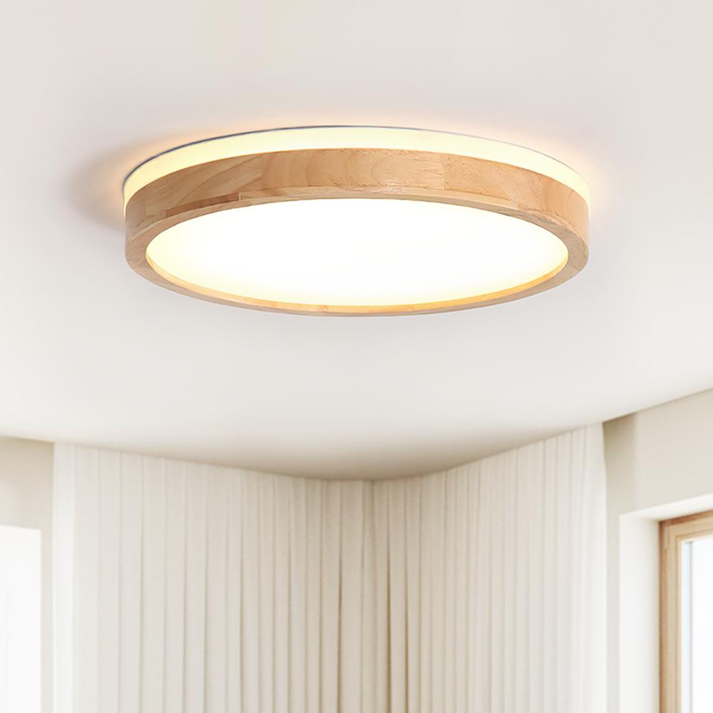 Plafonnier LED Bois Dimmable Scandinave pour Cuisine