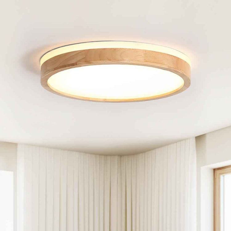 Plafonnier LED Bois Dimmable Scandinave pour Cuisine