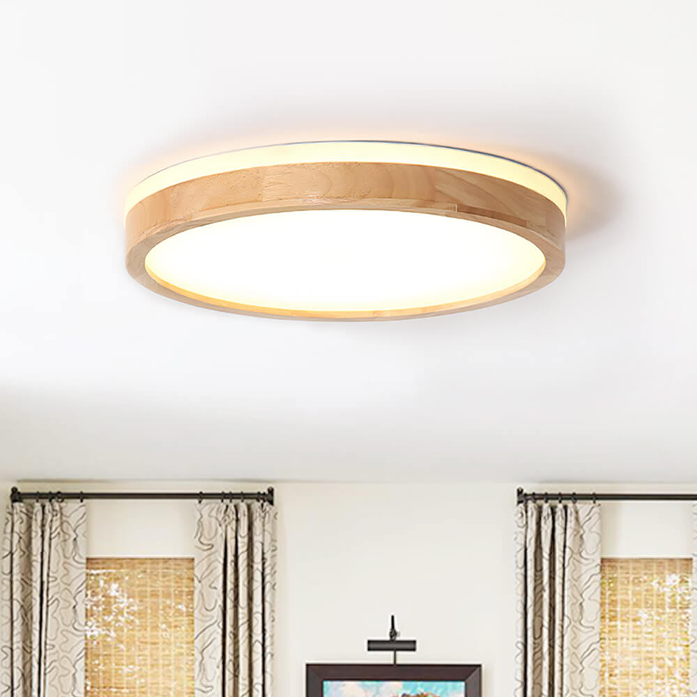 Plafonnier LED Bois Dimmable Scandinave pour Cuisine