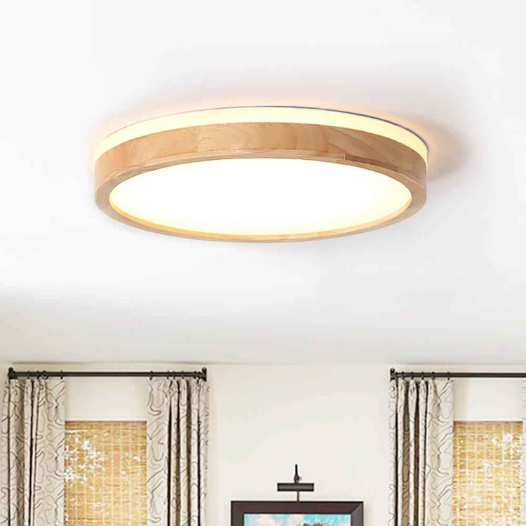Plafonnier LED Bois Dimmable Scandinave pour Cuisine